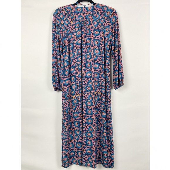 Natural Life Womens Midi Dress S Floral Boho Tirered Long Sleeve Hippie Blue - Picture 5 of 8